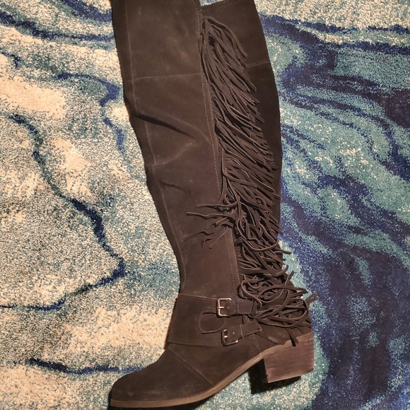 EUC KNEE HIGH FRINGE BOOTS SZ 10 - Picture 6 of 12
